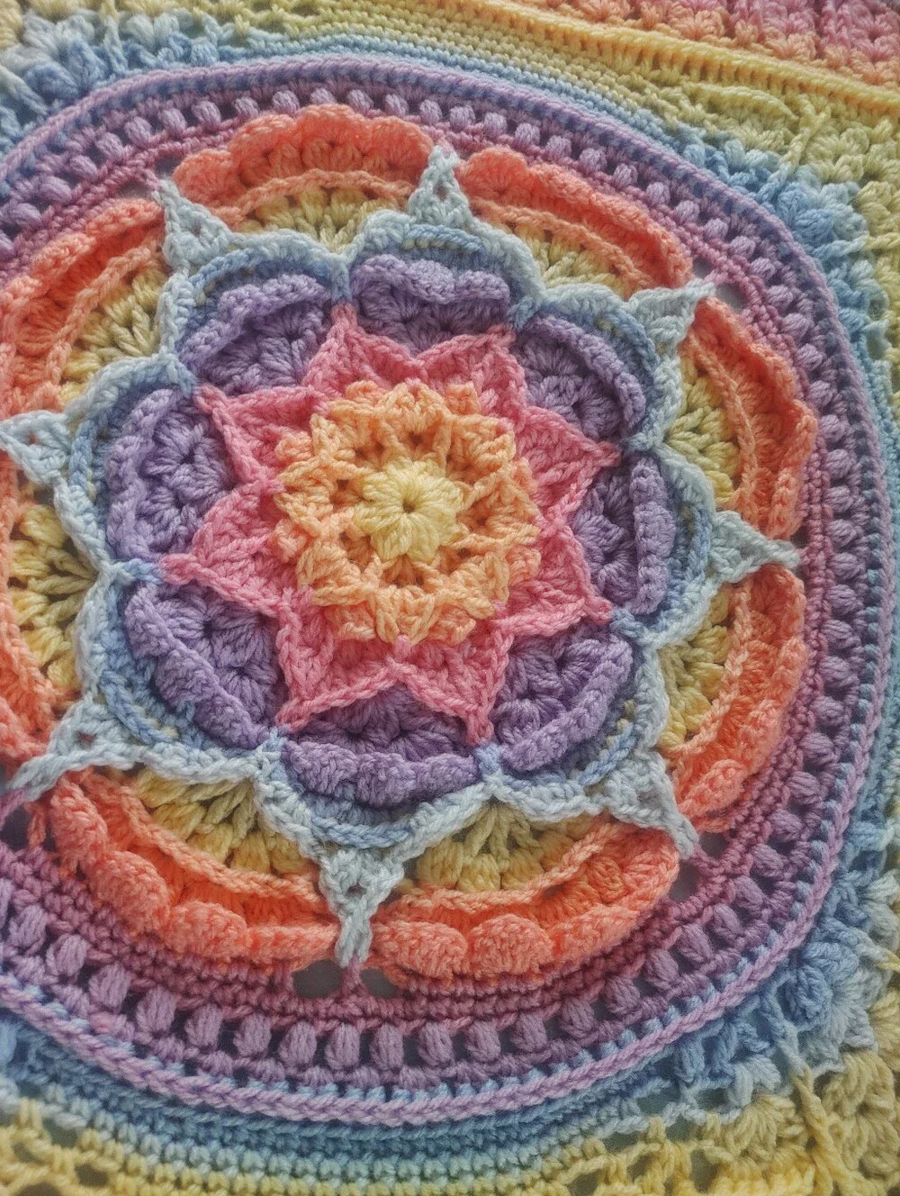 Handmade Crocheted Soft Beautiful Rainbow Baby Blanket 46